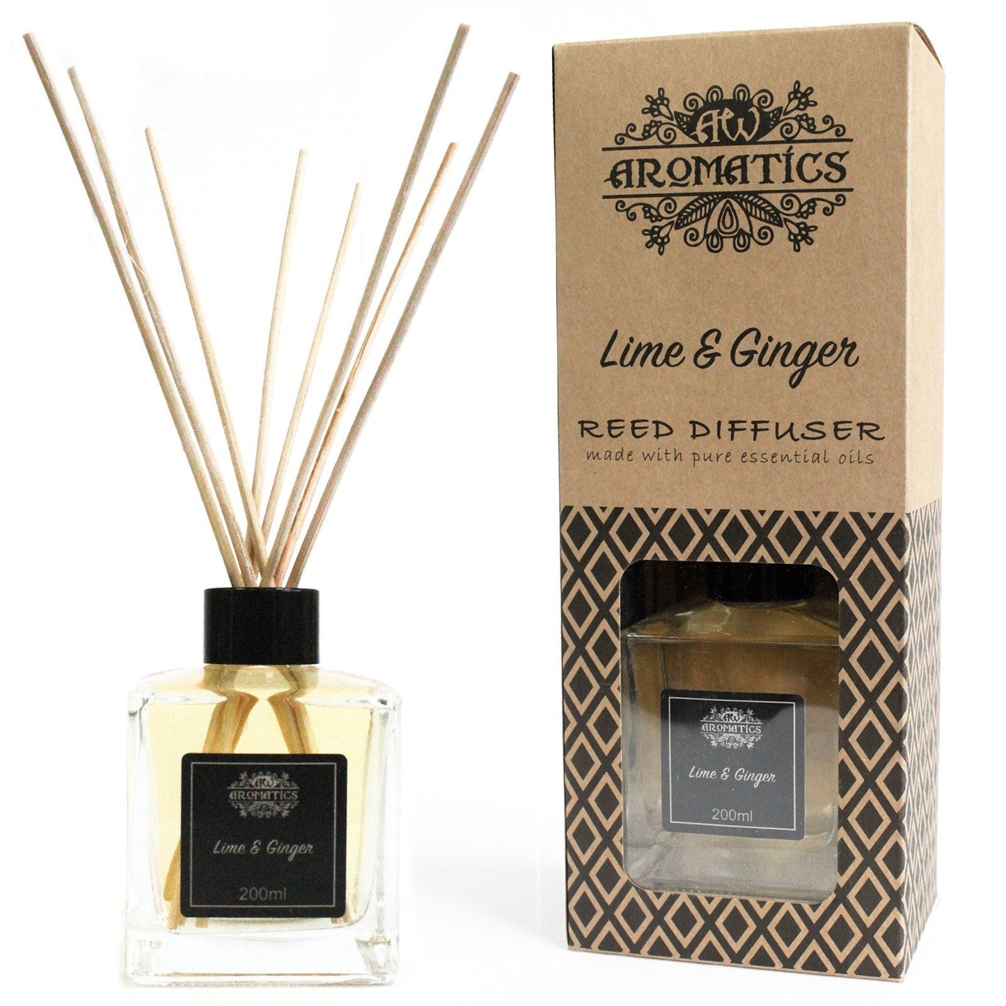 AW Gifts, 200ml Lime & Ginger Essential Oil Reed Diffuser - GREEN LIFE CYPRUS