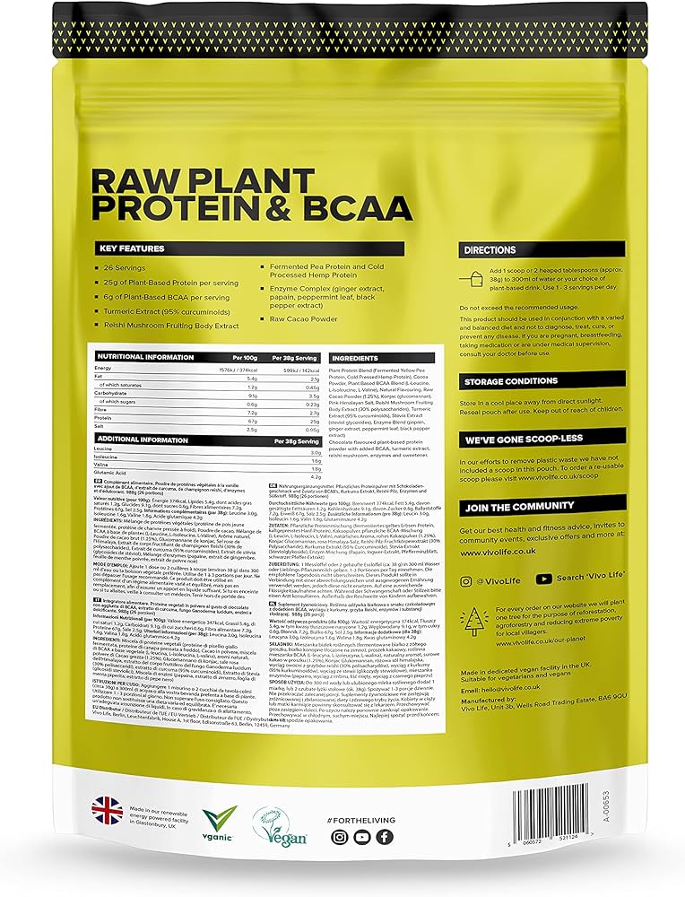 LARGE PERFORM Raw Plant Protein & BCAA - Vivo Life Maca Salted Caramel