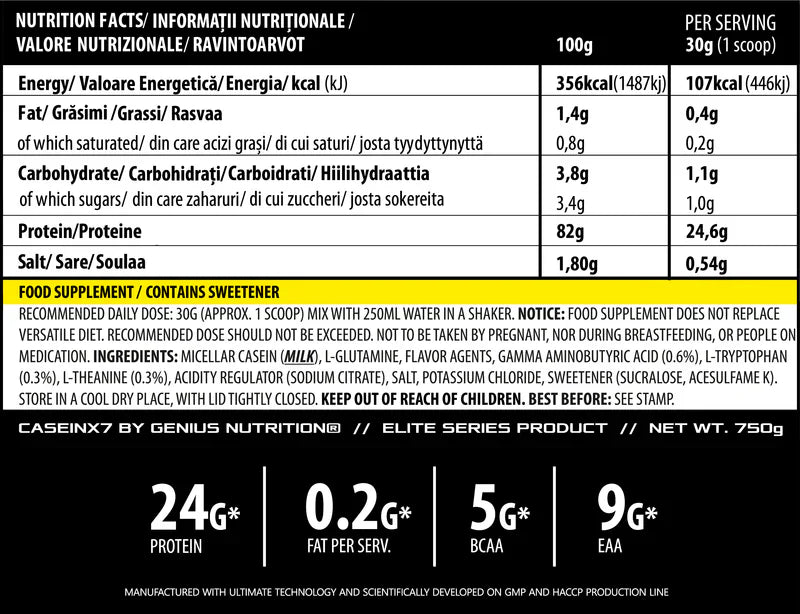CASEIN-X7 750g - Chocolate, Genius Nutrition - GREEN LIFE CYPRUS