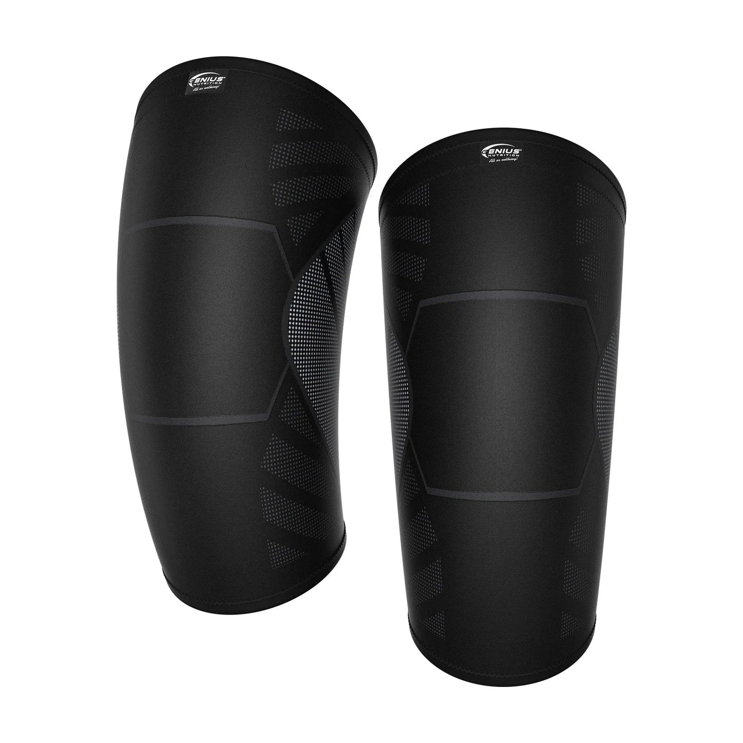 Genius Nutrition KNEE SLEEVE GG-3 providing support and compression for the knee, shown in a close-up view.