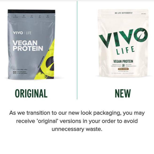 Vivo Life plant-based protein powder container with 30 servings, featuring a sleek label and vibrant branding.