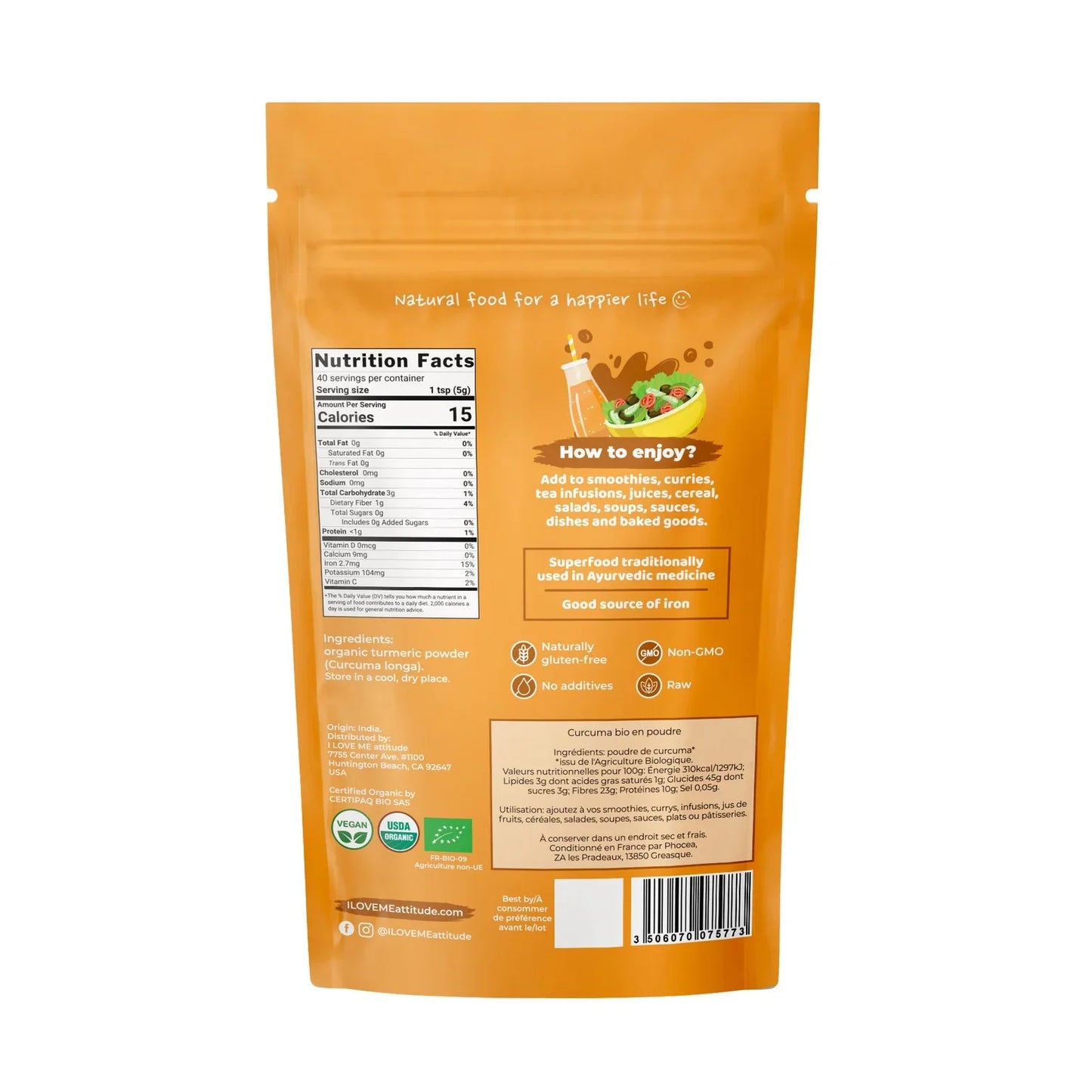 I LOVE ME, Organic Turmeric Powder, 200g - GREEN LIFE CYPRUS