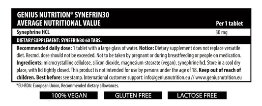 SYNEFRIN30 60 Tabs/60 Serv, Genius Nutrition - GREEN LIFE CYPRUS