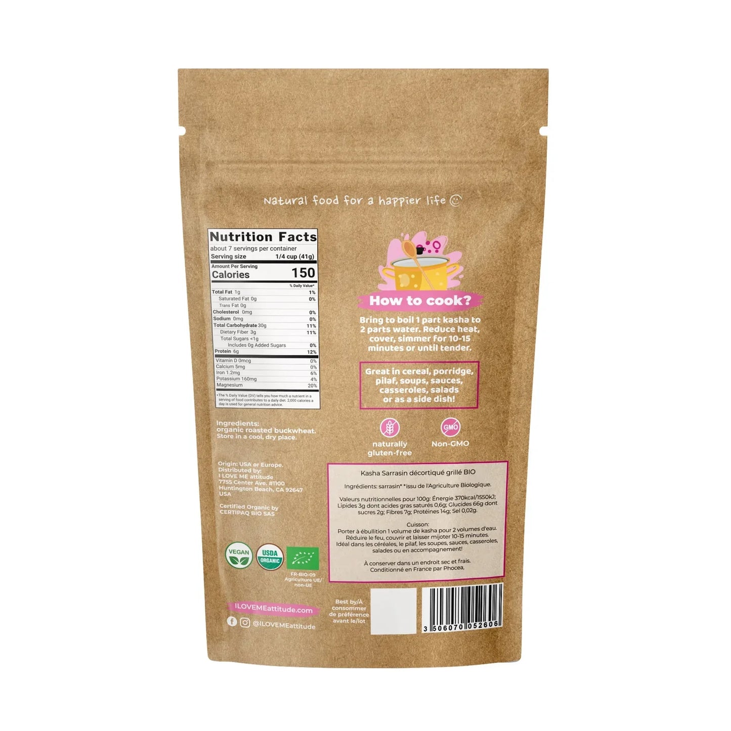 I LOVE ME, Organic Roasted Buckwheat Kasha, 300g - GREEN LIFE CYPRUS