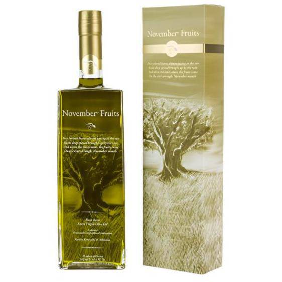 Elixir Flavours Virgin Olive Oil PGI Laconia bottle with dark glass and label, premium olive oil product for cooking and finishing.