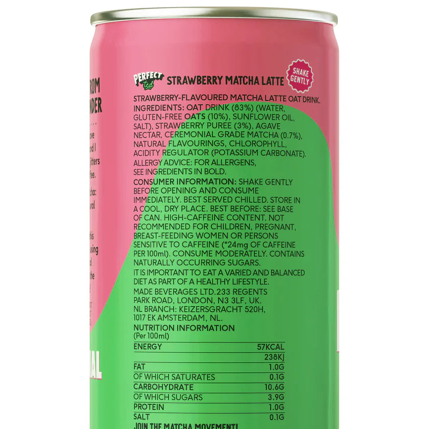 PerfecTed, Strawberry Oat Matcha Latte, 250ml - GREEN LIFE CYPRUS