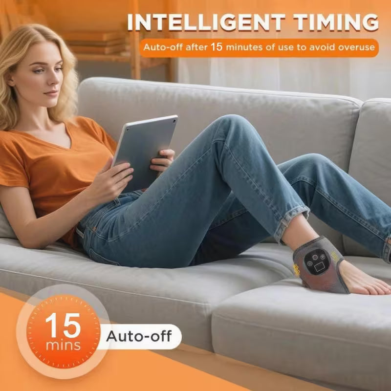 Adjustable Ankle Heating & Vibration Massager with USB Charging – 3 Modes, 4 Heat Levels, Portable Foot & Ankle Therapy Device