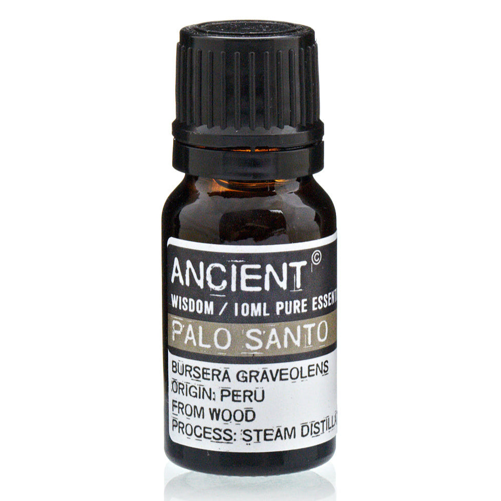 AW GIFTS Palo Santo Essential Oil 10ml for skincare, natural essential oil with aromatic woody scent, in a clear glass bottle