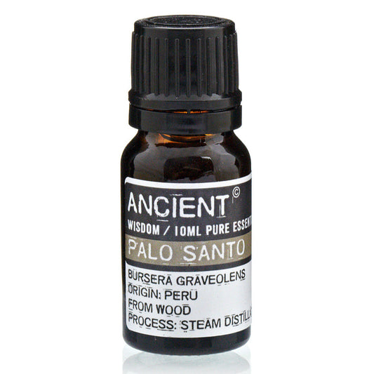 AW GIFTS Palo Santo Essential Oil 10ml for skincare, natural essential oil with aromatic woody scent, in a clear glass bottle
