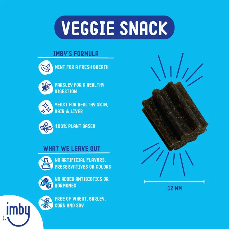 IMBY dental sticks for dogs, 100g pack, natural chews designed to promote dental health and freshen breath.