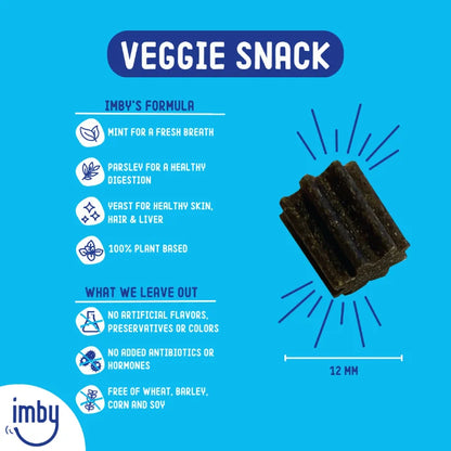 IMBY dental sticks for dogs, 100g pack, natural chews designed to promote dental health and freshen breath.