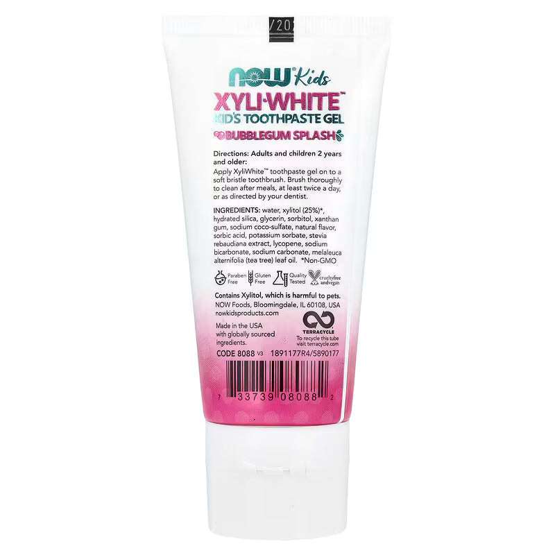 NOW Foods, Xyli-White™, Kid's Toothpaste Gel, Bubblegum Splash, 3 oz (85 g)