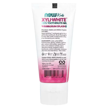 NOW Foods, Xyli-White™, Kid's Toothpaste Gel, Bubblegum Splash, 3 oz (85 g)