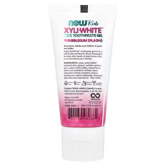 NOW Foods, Xyli-White™, Kid's Toothpaste Gel, Bubblegum Splash, 3 oz (85 g)