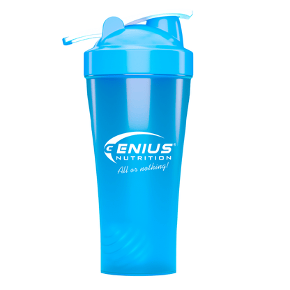 Genius Nutrition 600ml shaker bottle, accessory for mixing supplements, with a secure lid and ergonomic design