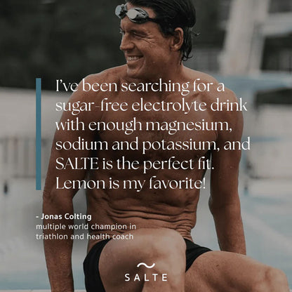 Herbalistas Salte Lemon Flavor Performance Electrolyte supplement sachets, 30 count, for hydration and electrolyte balance.