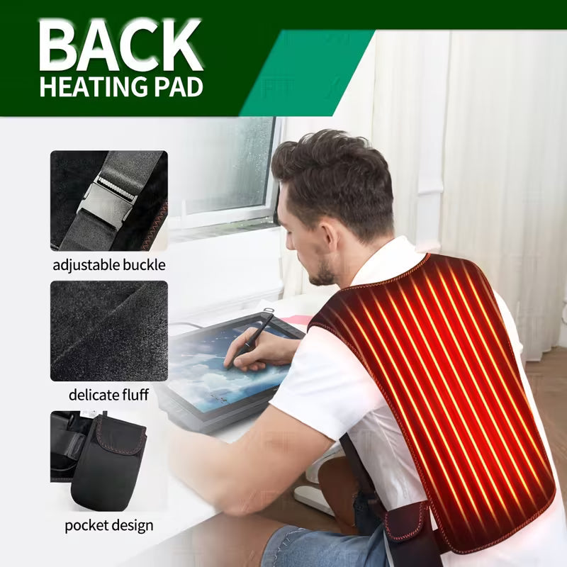 Wearable Back Heating Pad Massager – Adjustable Belt Design with 3 Heat Levels and Auto Shut-Off for Muscle and Back Pain Relief