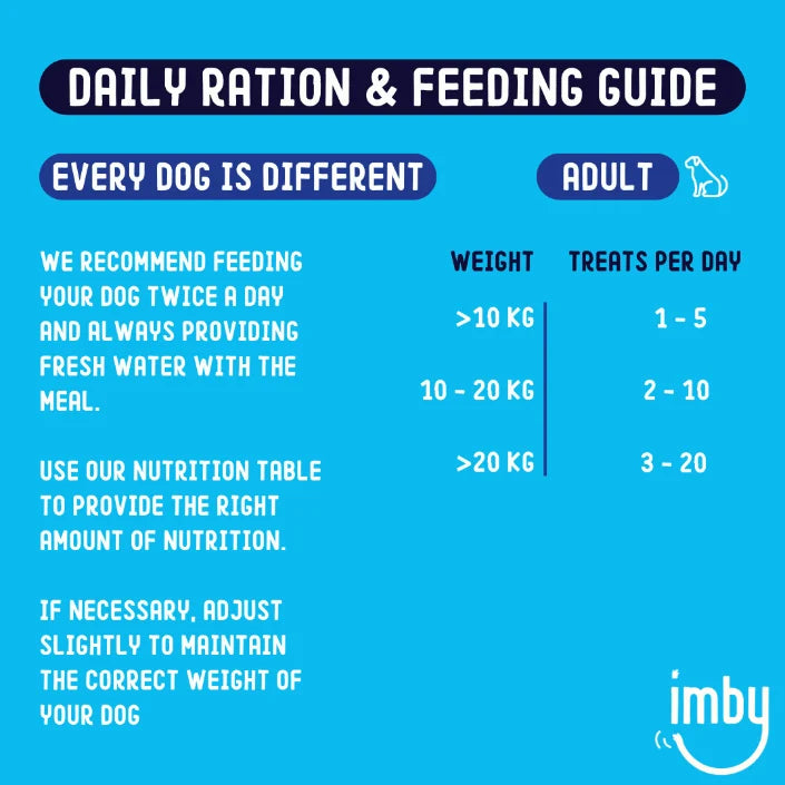 IMBY dental sticks for dogs, 100g pack, showing 6 treats with textured surface for dental health and fresh breath.