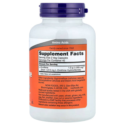 NOW Foods, L-Ornithine, 500 mg, 120 Veg Capsules