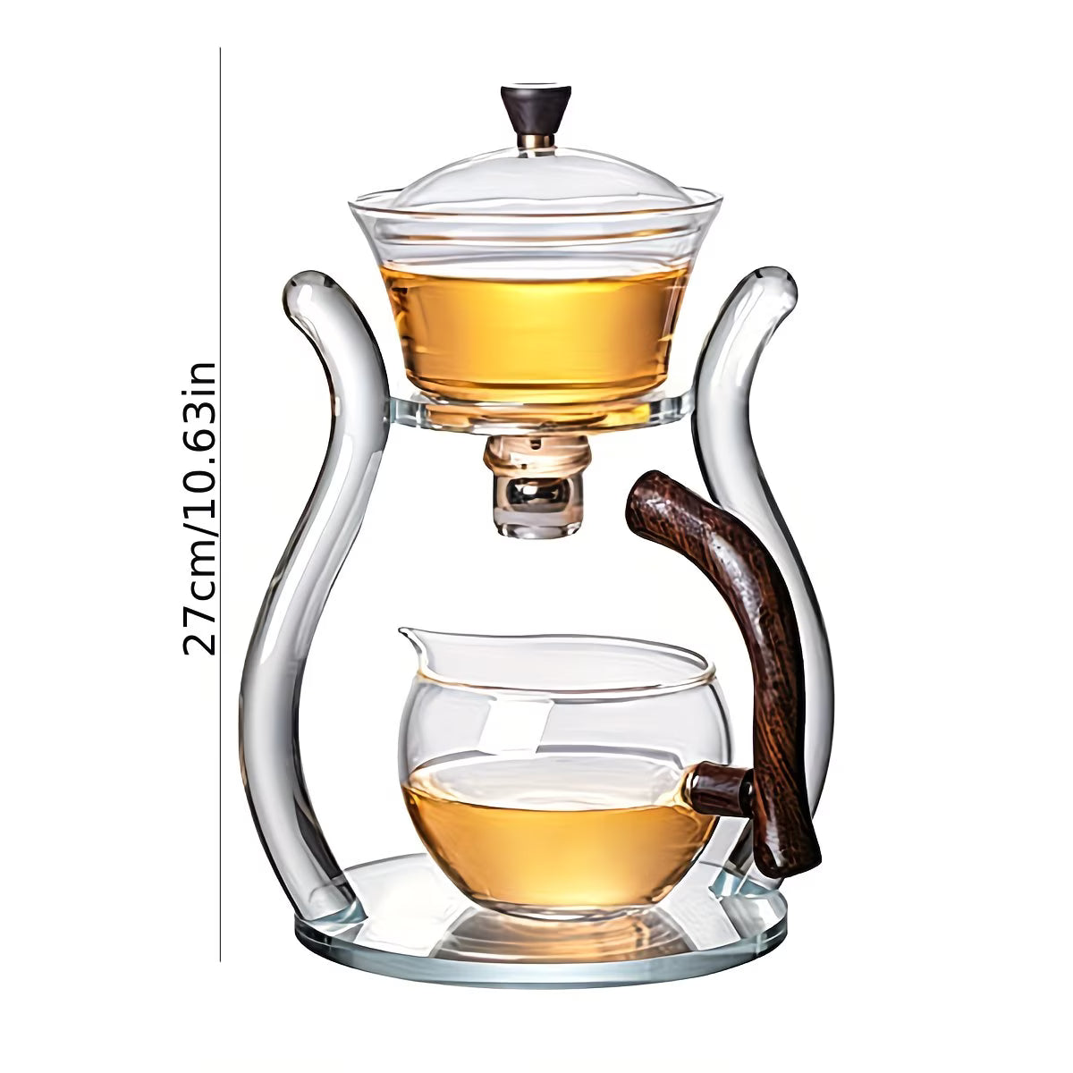 Borosilicate glass Gongfu tea set with lazy style teapot and suction brewing, designed for premium semi-automatic tea preparation by TEMU.