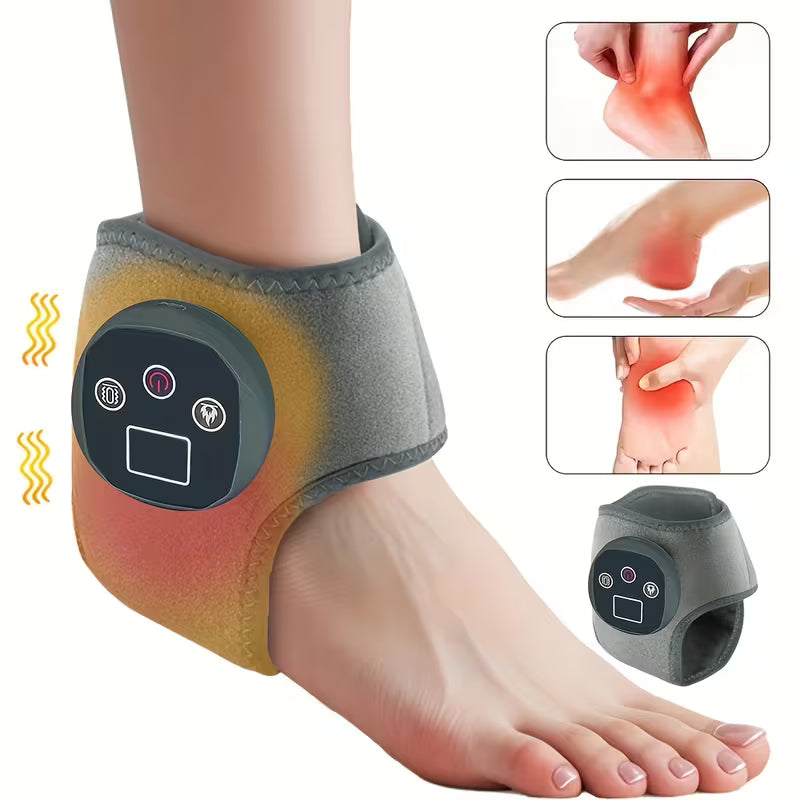 Adjustable Ankle Heating & Vibration Massager with USB Charging – 3 Modes, 4 Heat Levels, Portable Foot & Ankle Therapy Device