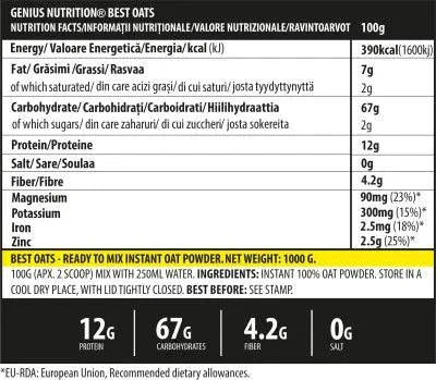 BestOats 1000g, Genius Nutrition - GREEN LIFE CYPRUS