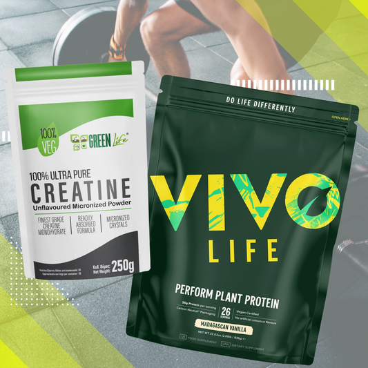 Black vegan fitness bundle from GREEN LIFE WORLD featuring plant-based supplements and workout accessories.