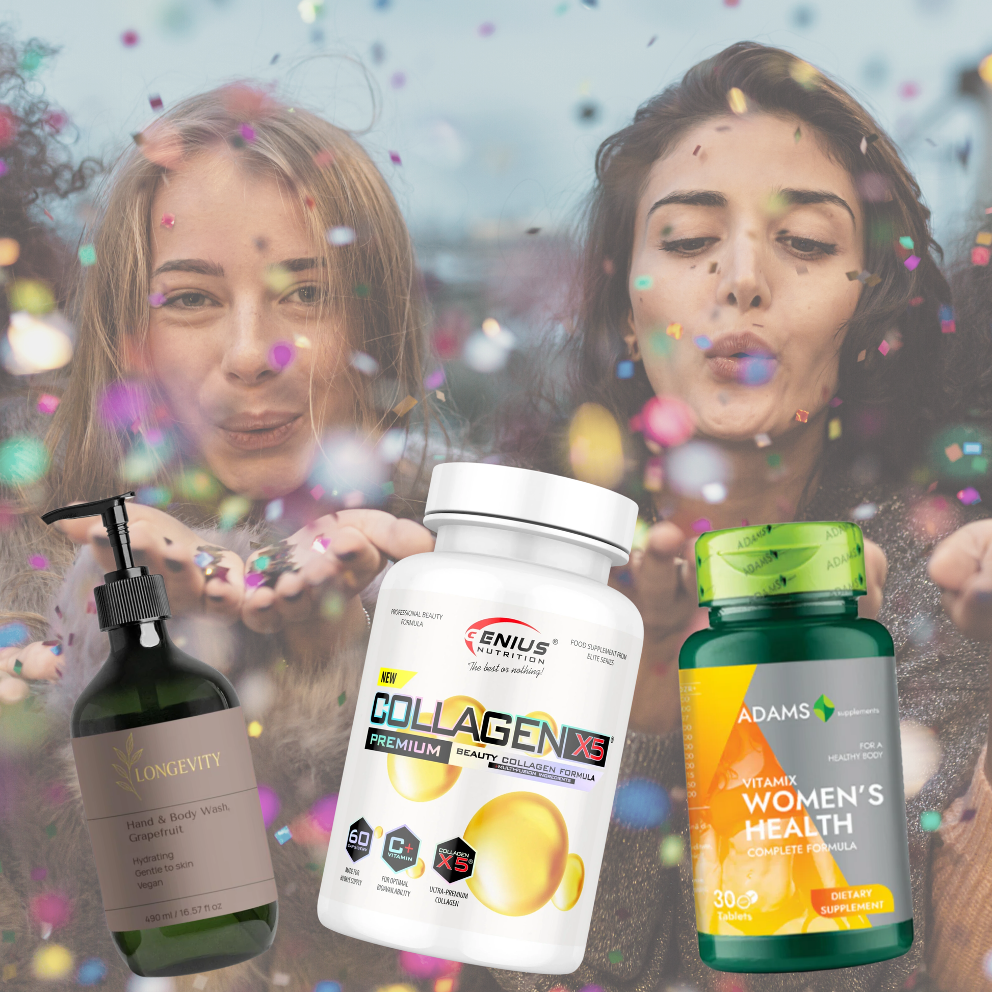 Women's wellness bundle from Green Life World featuring natural health products and supplements in an organized display.
