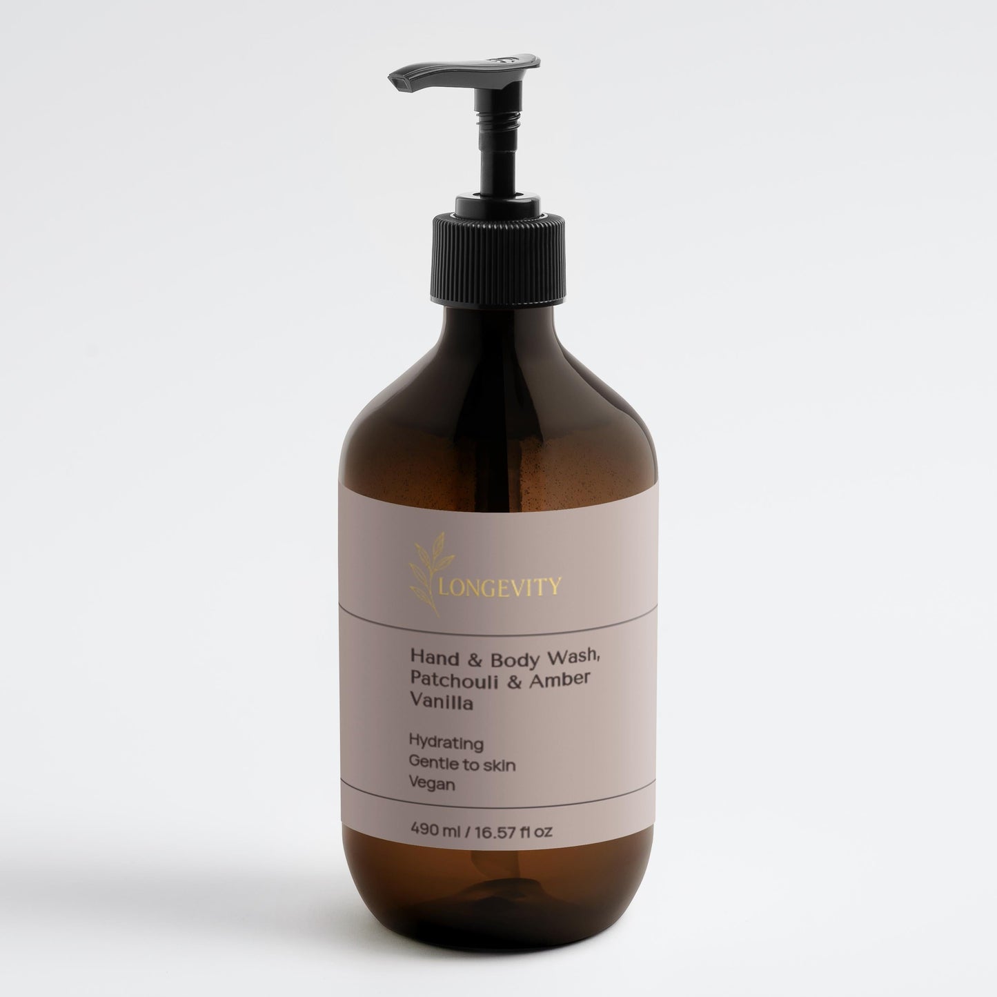 Longevity, Hand & Body Wash, Patchouli & Amber Vanilla, 490 ml / 16.57 fl oz - GREEN LIFE CYPRUS