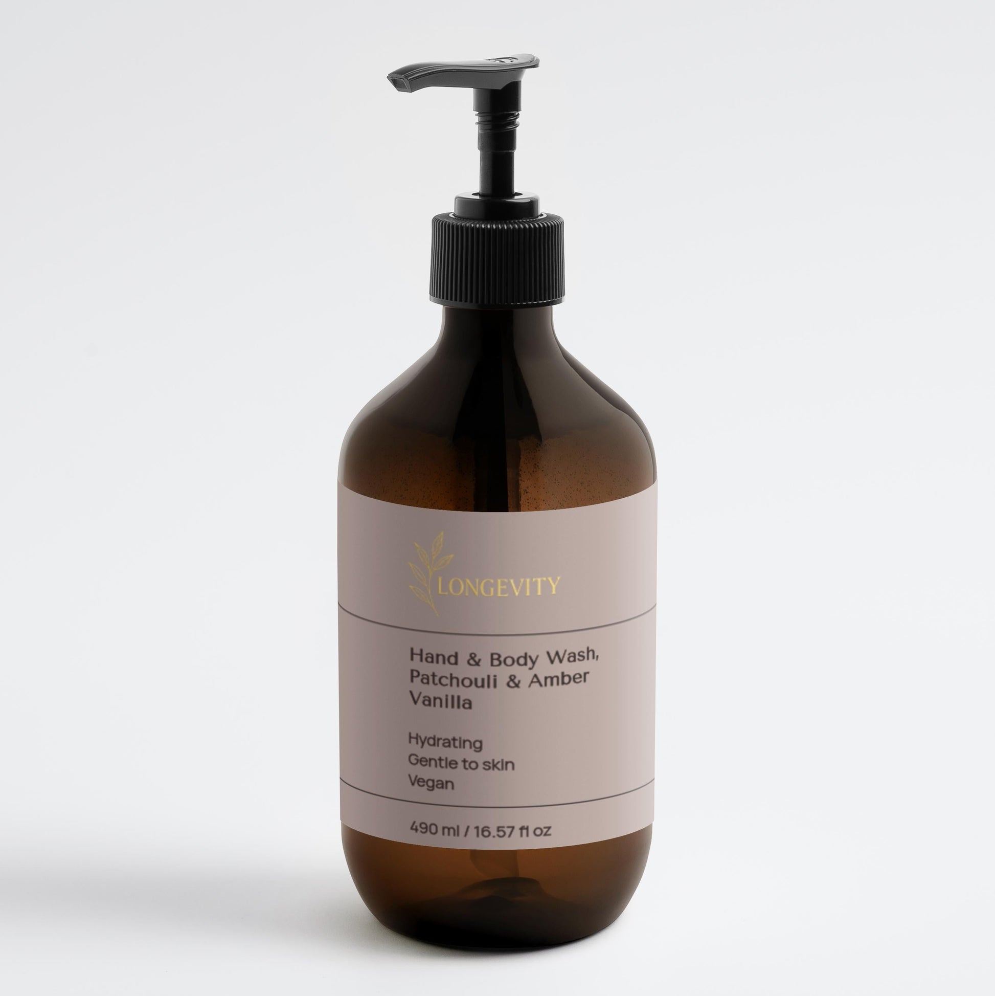 Longevity, Hand & Body Wash, Patchouli & Amber Vanilla, 490 ml / 16.57 fl oz - GREEN LIFE CYPRUS