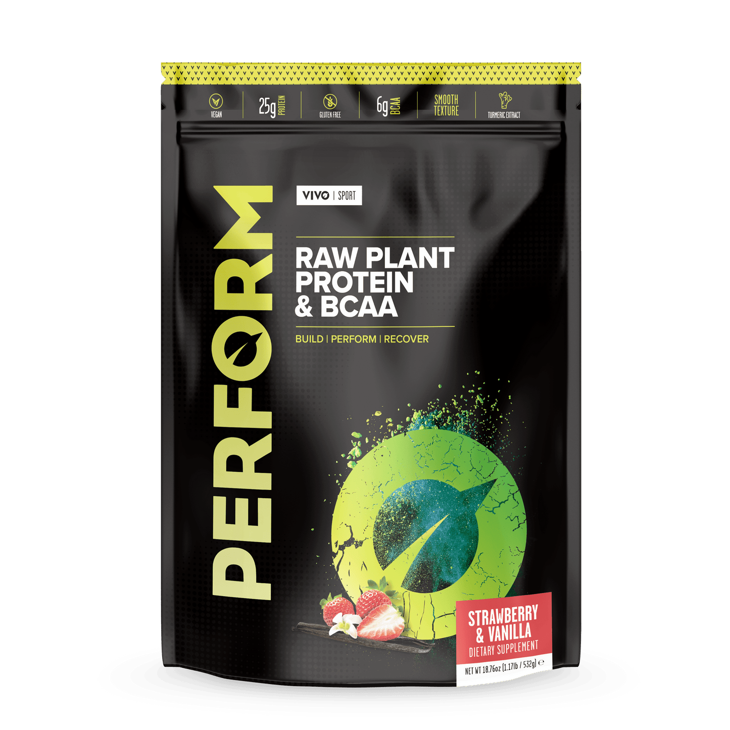 PERFORM Raw Plant Protein & BCAA (7 Servings) - Vivo Life - GREEN LIFE CYPRUS