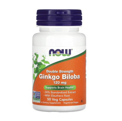 NOW Foods, Ginkgo Biloba, Double Strength, 120 mg, 50 Veg Capsules - GREEN LIFE CYPRUS