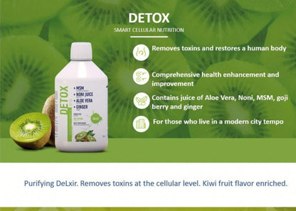 Screenshot of DETA ELIS DeLixir Detox supplement packaging, showing the product label and branding.