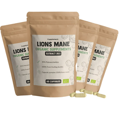 CUPPLEMENT Lion's Mane Extract supplement capsules, 400 mg, 60-count bottle, natural mushroom health supplement for cognitive support