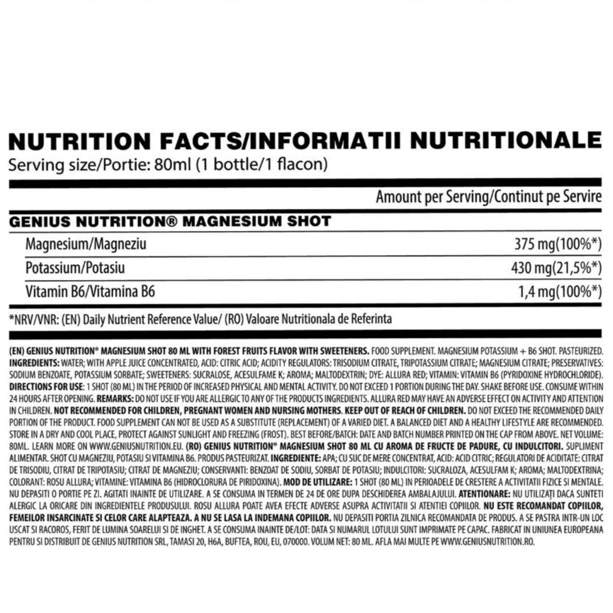 Magnesium Shot 80ML, Genius Nutrition - GREEN LIFE CYPRUS