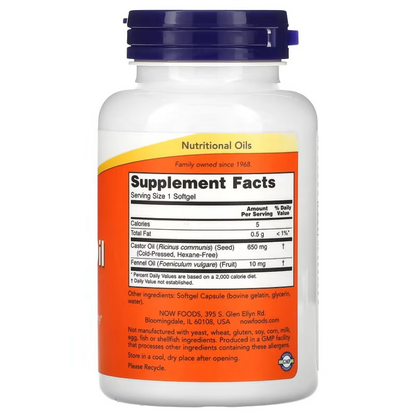 NOW Foods, Castor Oil, 650 mg, 120 Softgels - GREEN LIFE CYPRUS