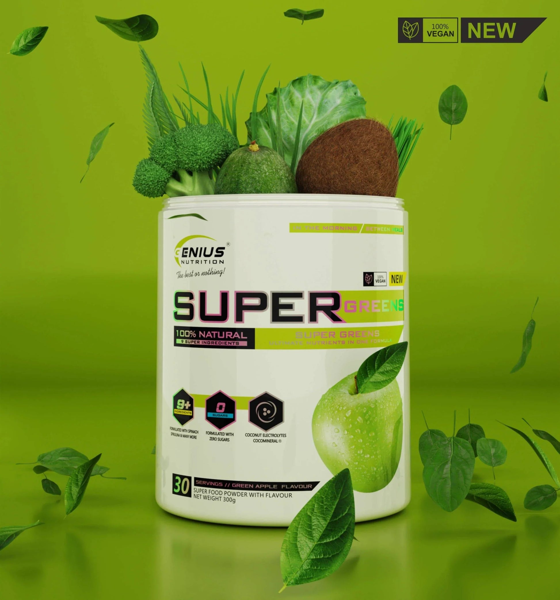 Super Greens 300g/30serv, Genius Nutrition - GREEN LIFE CYPRUS