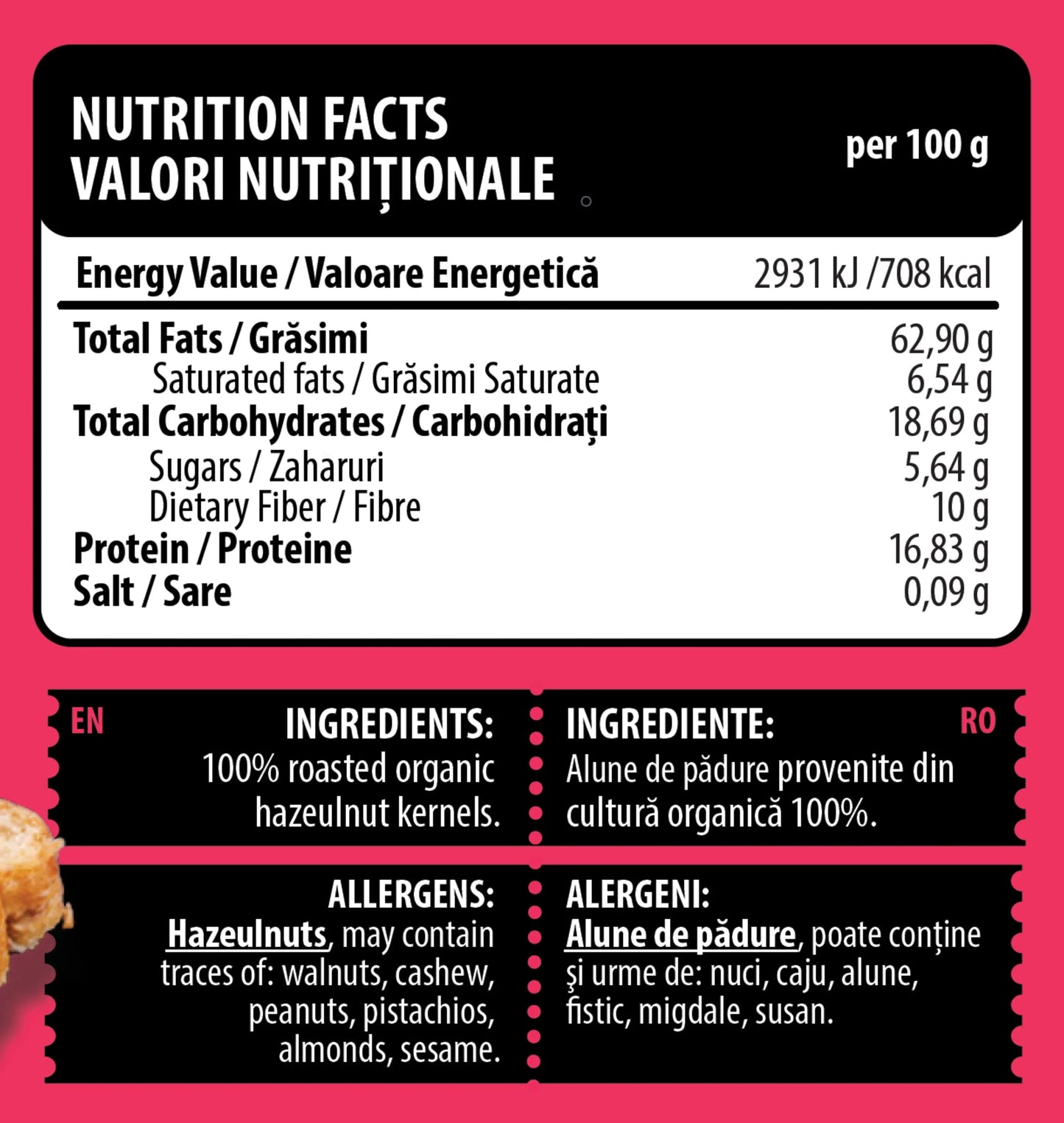 Creamy BIO hazelnut butter spread by Genius Nutrition in a 250g jar, showing smooth texture and rich hazelnut color.