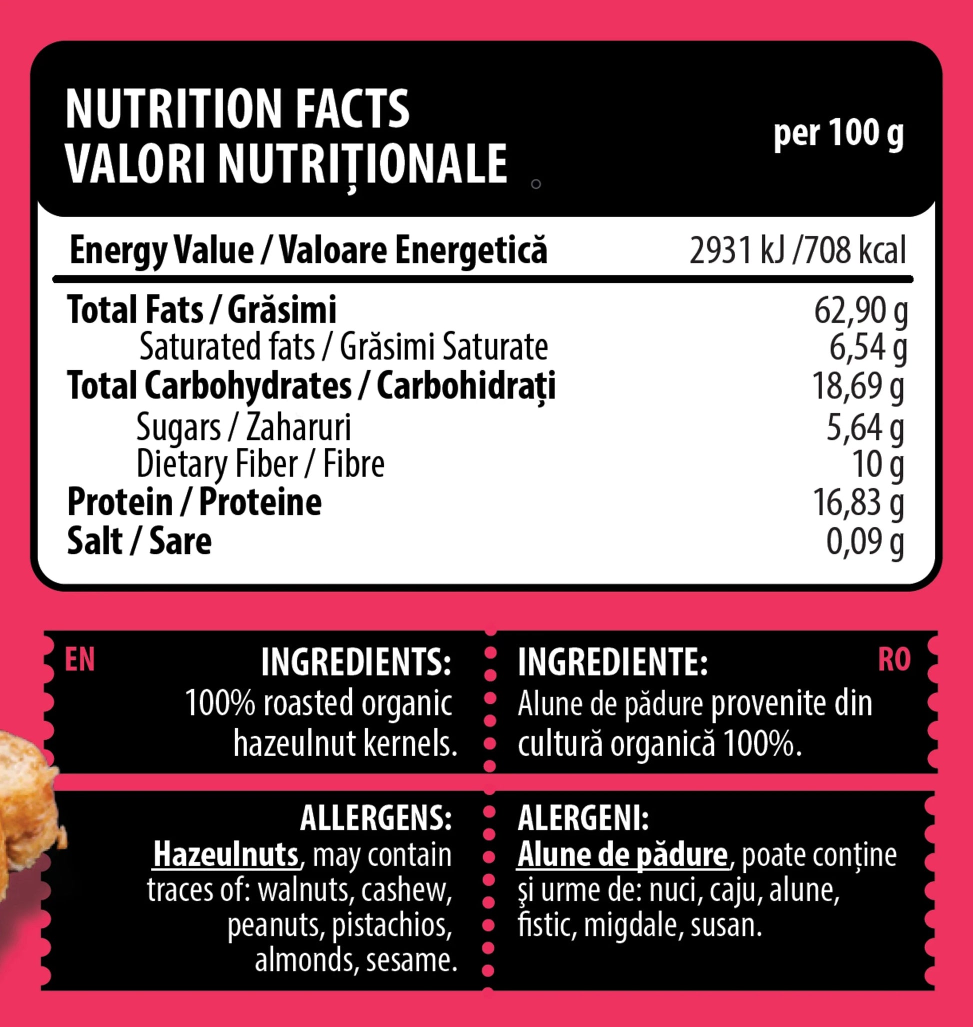Creamy BIO hazelnut butter spread by Genius Nutrition in a 250g jar, showing smooth texture and rich hazelnut color.