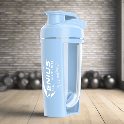 Genius Nutrition G-SHAKER 500ml protein shaker bottle with measuring markings and screw-on lid for workout drinks