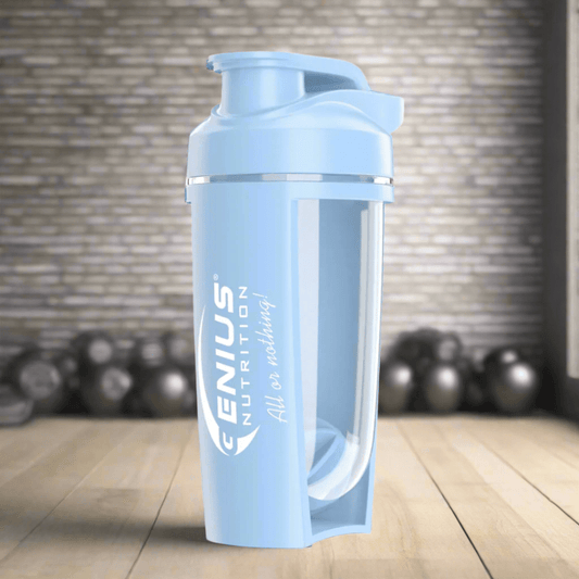 Genius Nutrition G-SHAKER 500ml protein shaker bottle with measuring markings and screw-on lid for workout drinks