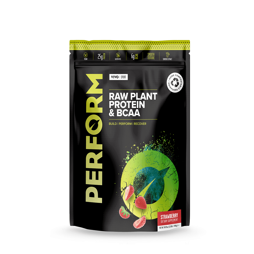 LARGE PERFORM Raw Plant Protein & BCAA - Vivo Life Strawberry Vanilla