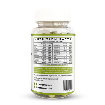 Bottle of STRENGTH & SPICES Immune Booster supplement with 60 capsules, 1000mg, featuring natural ingredients and spices.