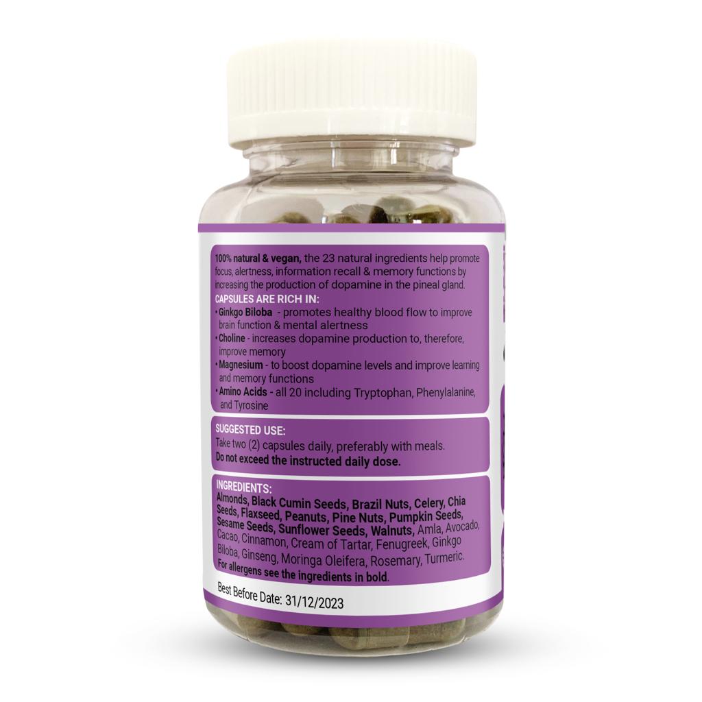 Memory and brain support supplement by Strength & Spices featuring 60 capsules of 1000mg formula for cognitive health.