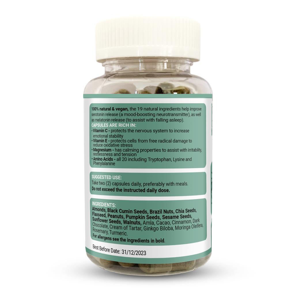 Bottle of STRENGTH & SPICES Anxiety & Sleep Support supplement with 60 capsules, featuring herbal ingredients for relaxation and rest.