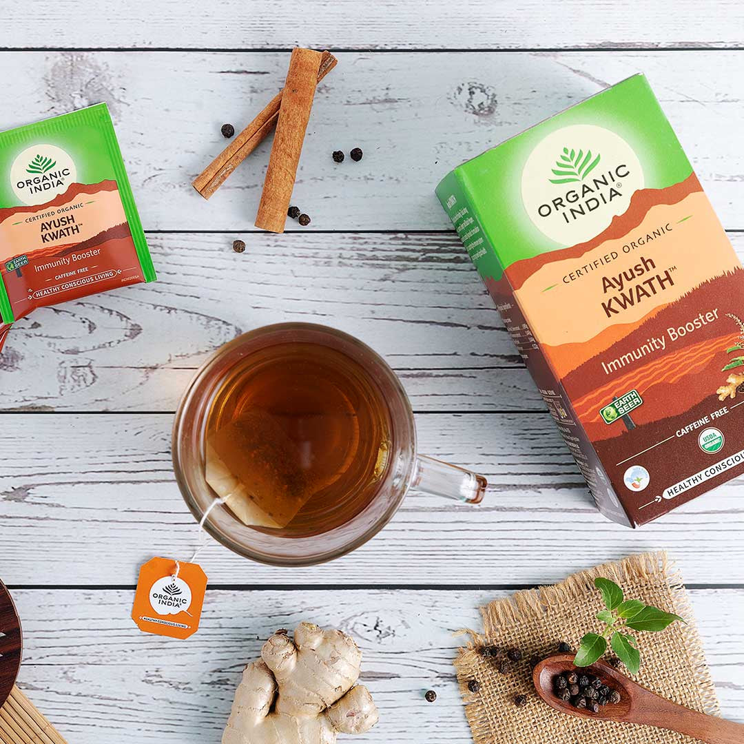 Organic India, BIO Tulsi Ayush Kwath Tea, Caffeine-Free, 25 Infusion Bags - GREEN LIFE CYPRUS