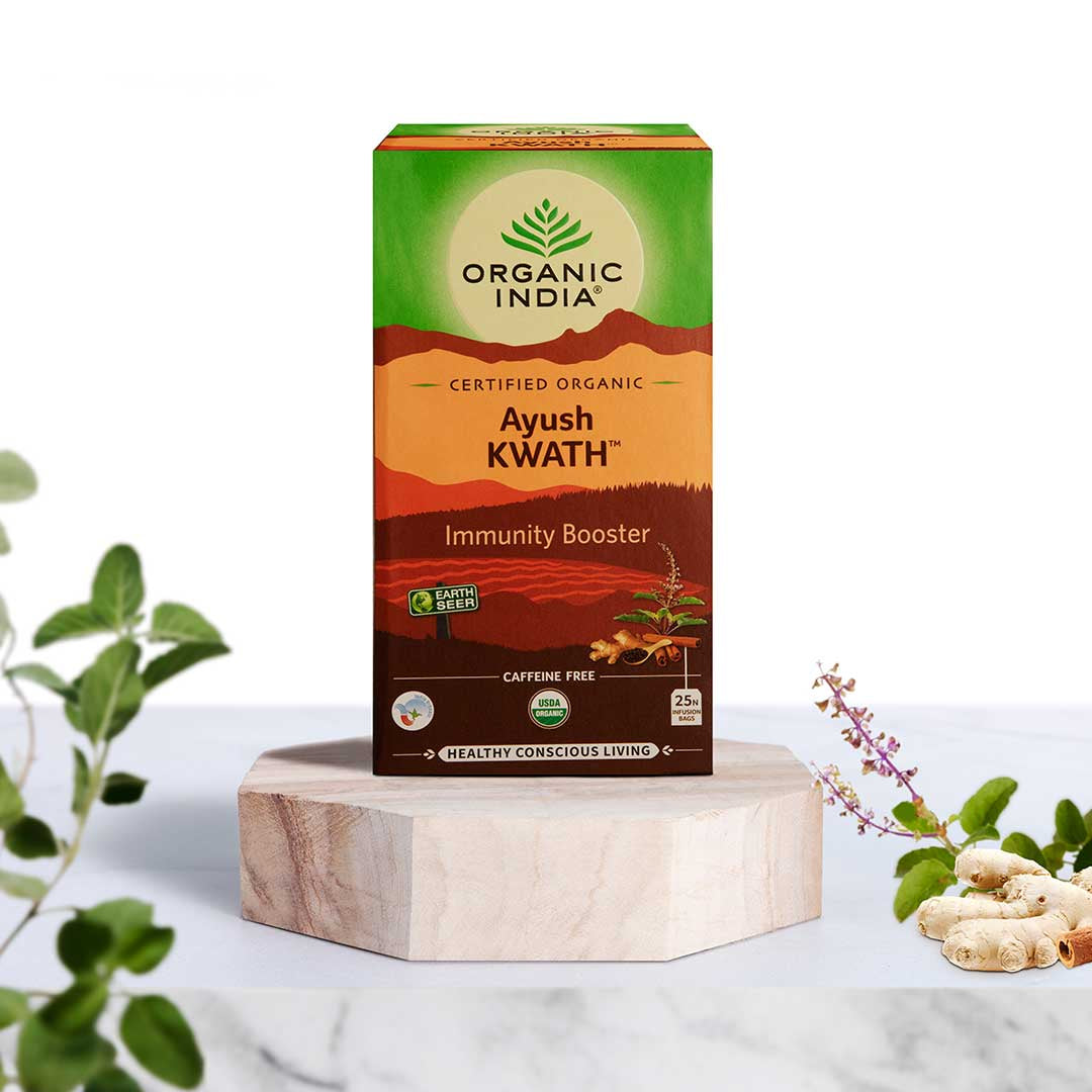 Organic India, BIO Tulsi Ayush Kwath Tea, Caffeine-Free, 25 Infusion Bags - GREEN LIFE CYPRUS