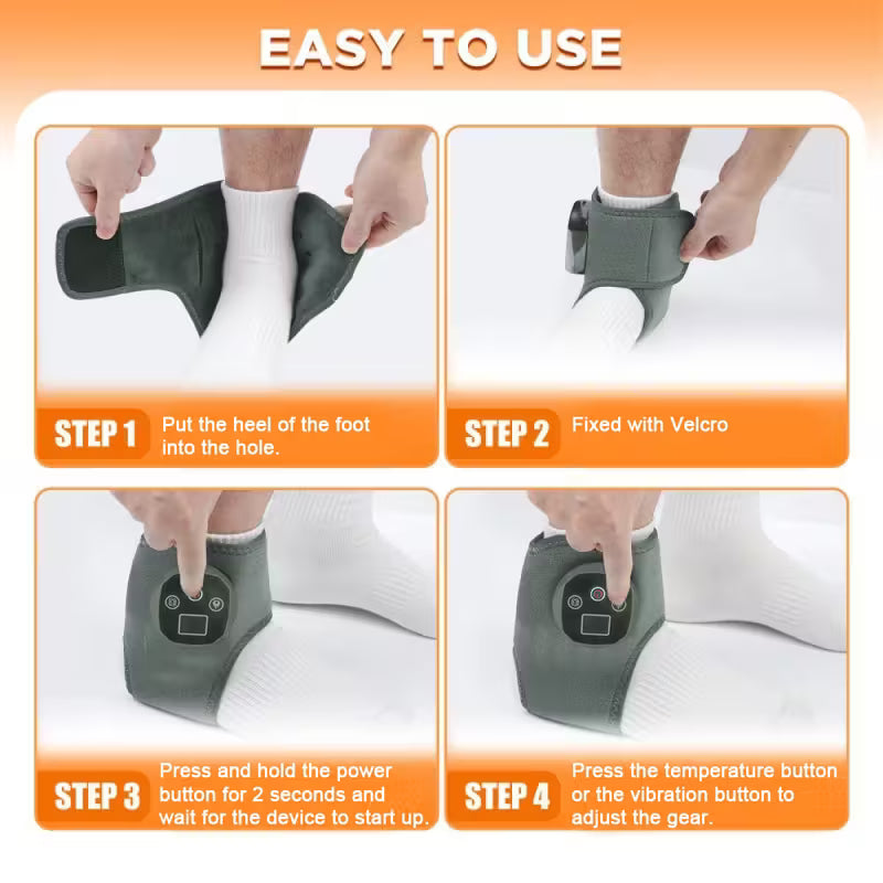 Adjustable Ankle Heating & Vibration Massager with USB Charging – 3 Modes, 4 Heat Levels, Portable Foot & Ankle Therapy Device