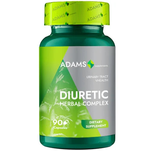 Bottle of Adams Supplements Diuretic Herbal Complex capsules, showing the supplement label and 90 count bottle.