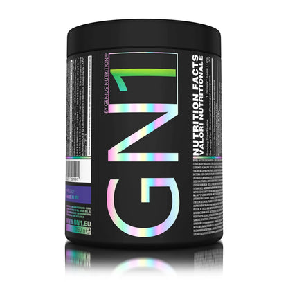 Genius Nutrition GN1 supplement in apple citrus flavor, 360g container, featuring green and white packaging on a white background.